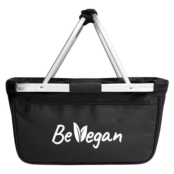 Einkaufskorb faltbar Be Vegan Blätter 20 Liter Tragekorb Black