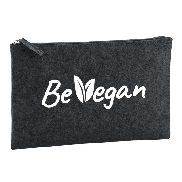 Kulturbeutel Be Vegan Blätter 1 Liter Filz Charcoal Kosmetiktasche