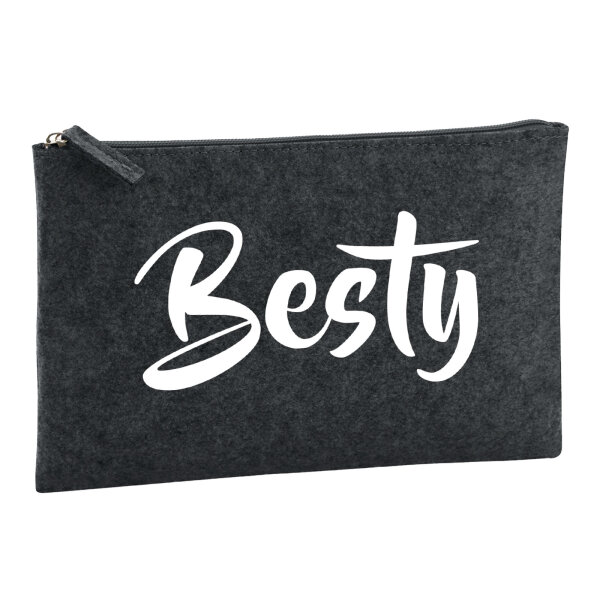 Kulturbeutel Besty Bestie 1 Liter Filz Charcoal Kosmetiktasche