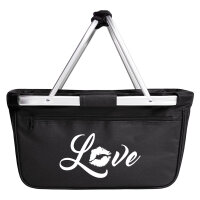 Einkaufskorb faltbar Love Kuss 20 Liter Tragekorb Black