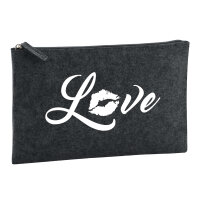 Kulturbeutel Love Kuss 1 Liter Filz Charcoal Kosmetiktasche