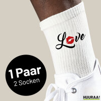 Socken Love Kuss Größe 37/46 White Motiv...