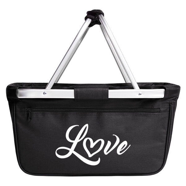Einkaufskorb faltbar Love Herz Hearth 20 Liter Tragekorb Black
