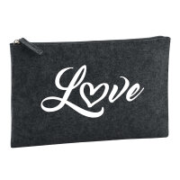 Kulturbeutel Love Herz Hearth 1 Liter Filz Charcoal Kosmetiktasche