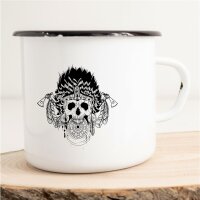 Emaille Tasse Totenkopf Indianer Vintage 300ml