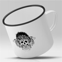 Emaille Tasse Totenkopf Indianer Vintage 300ml