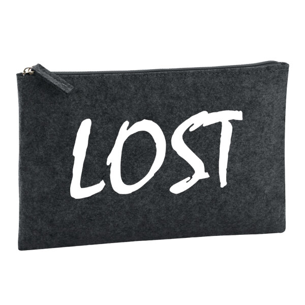 Kulturbeutel Lost Jugendwort 1 Liter Filz Charcoal Kosmetiktasche