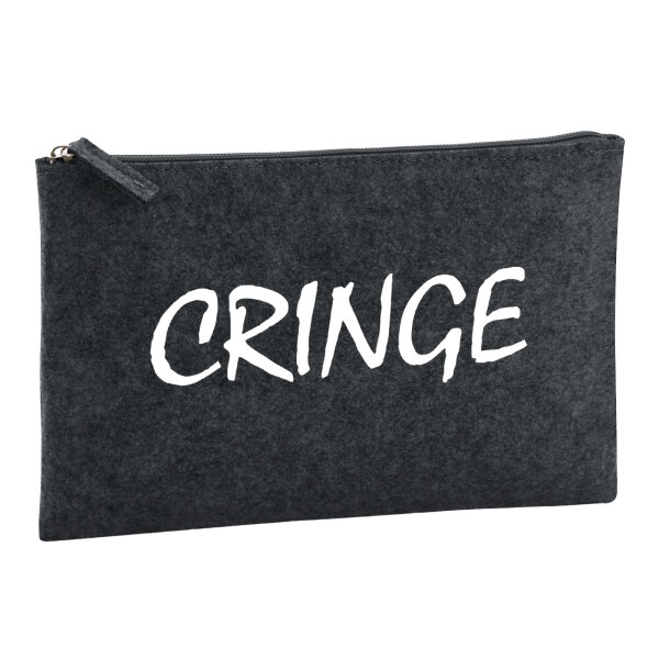 Kulturbeutel Cringe Jugendwort 1 Liter Filz Charcoal Kosmetiktasche