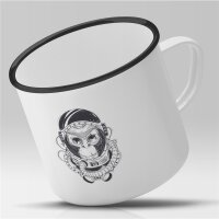 Emaille Tasse Affe Astronaut Vintage 300ml