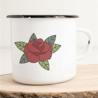 Emaille Tasse Rose Vintage 300ml