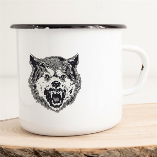 Emaille Tasse Böser Wolf Vintage 300ml