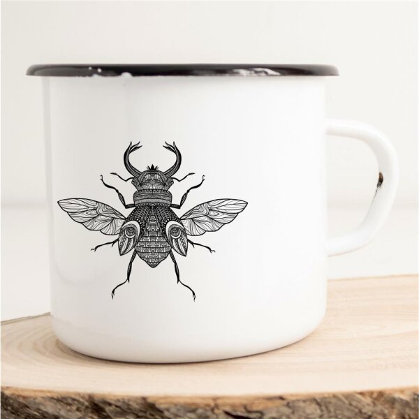 Emaille Tasse Hirschkäfer Vintage 300ml