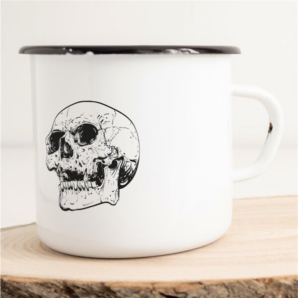 Emaille Tasse Totenkopf Vintage 300ml