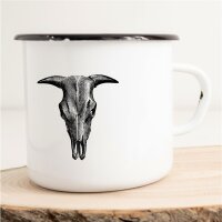 Emaille Tasse Büffelschädel Vintage 300ml