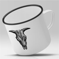 Emaille Tasse Büffelschädel Vintage 300ml