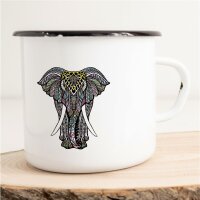 Emaille Tasse Bunter Elefant Mandala Vintage 300ml