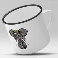 Emaille Tasse Bunter Elefant Mandala Vintage 300ml