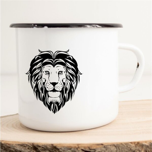 Emaille Tasse Löwenkopf Vintage 300ml