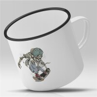 Emaille Tasse Skelett Skateboarder Vintage 300ml