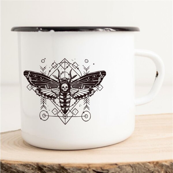 Emaille Tasse Totenkopfschwärmer Vintage 300ml
