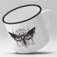 Emaille Tasse Totenkopfschwärmer Vintage 300ml