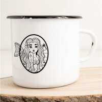 Emaille Tasse Meerjungfrau Vintage 300ml