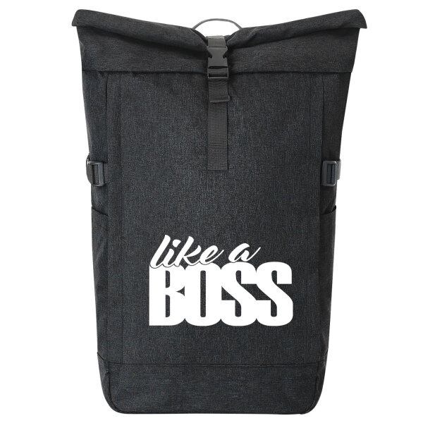 Kurierrucksack like a Boss Spruch 30-44 Liter Black Melange