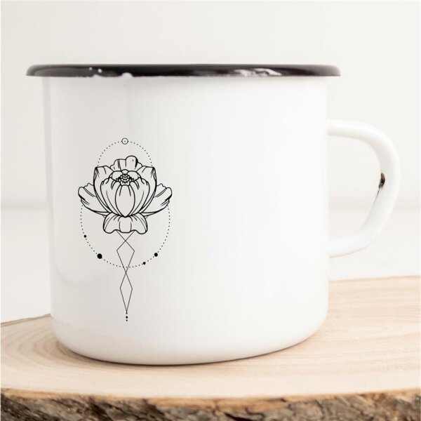 Emaille Tasse Blume Vintage 300ml