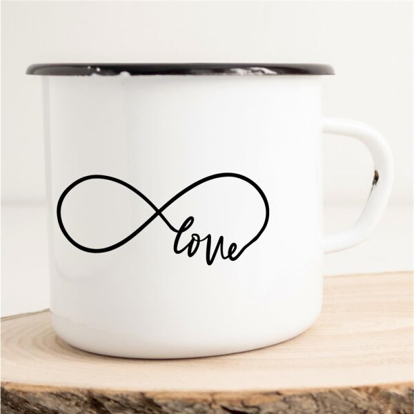 Emaille Tasse Love Unendlichkeit Vintage 300ml