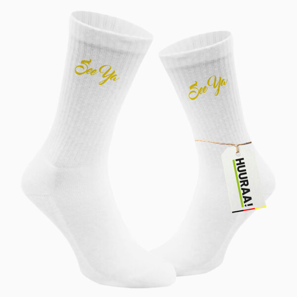Socken See Ya Spruch Größe 37/46 White Motiv Tennissocken