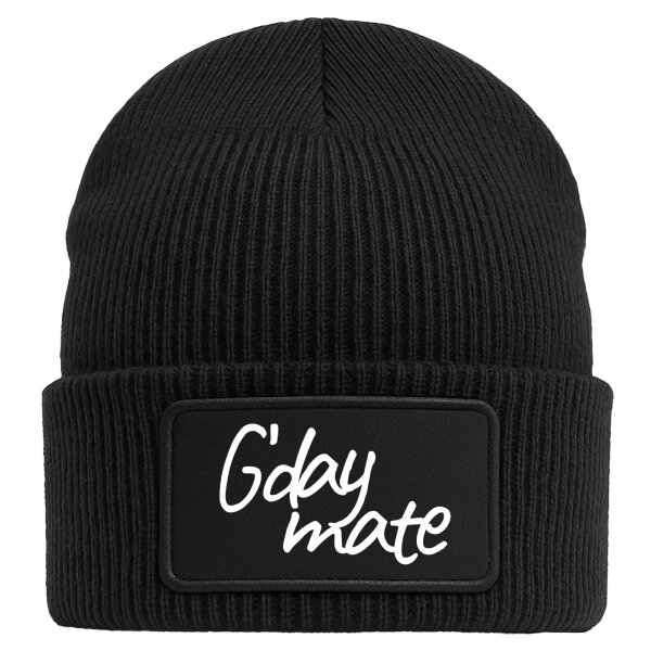 Beanie G`day mate Spruch Black Mütze