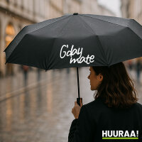 Regenschirm G`day mate Spruch 98cm Schwarz