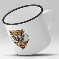 Emaille Tasse Böser Tiger Piercing Vintage 300ml
