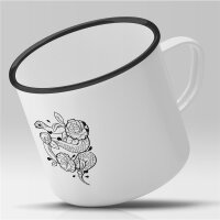 Emaille Tasse Schlange Blumen Vintage 300ml