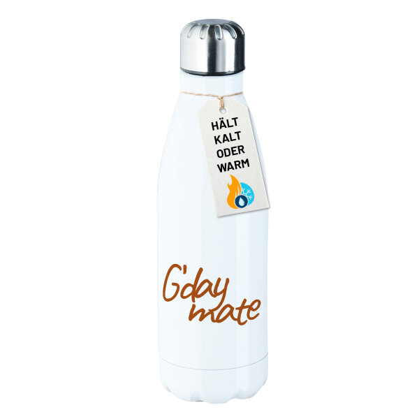 Edelstahl-Trinkflasche G`day mate Spruch 500ml Wasserflasche