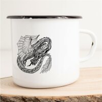Emaille Tasse Wyvern Drache Vintage 300ml