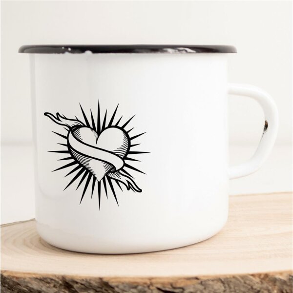 Emaille Tasse Herz Liebe Vintage 300ml