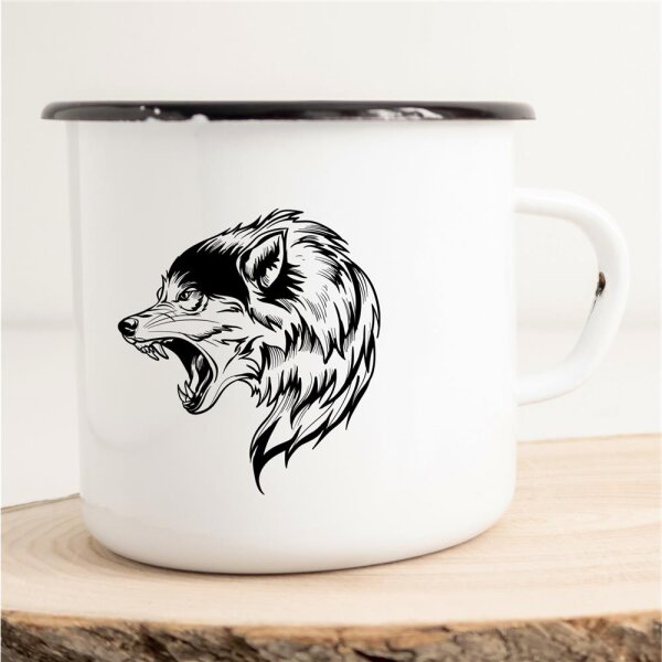 Emaille Tasse Böser Wolf Vintage 300ml