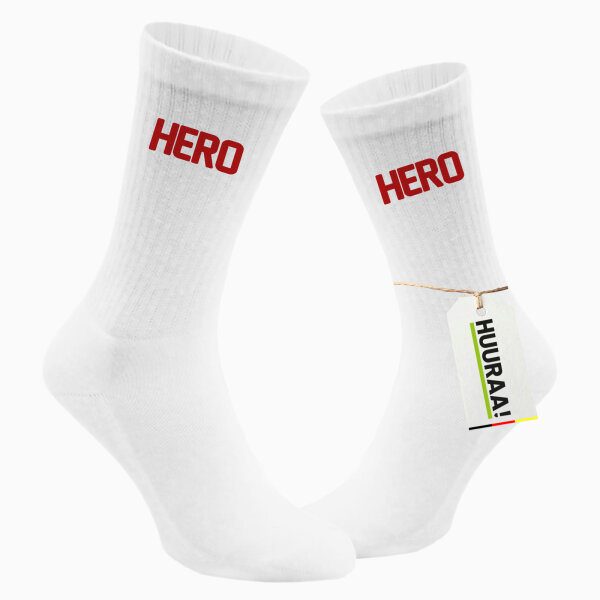 Socken Hero Held Größe 37/46 White Motiv Tennissocken