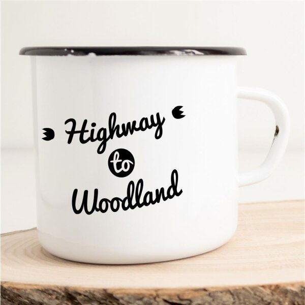 Emaille Tasse Highway to Woodland Vintage 300ml