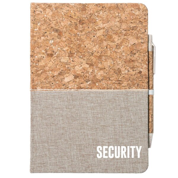 Notizbuch A5 Security Schriftzug 80 Blatt inkl. Kugelschreiber