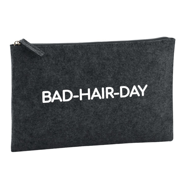 Kulturbeutel Bad Hair Day Schriftzug 1 Liter Filz Charcoal Kosmetiktasche