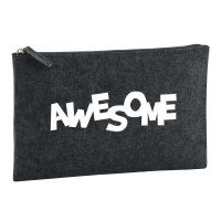 Kulturbeutel Awesome Schriftzug 1 Liter Filz Charcoal Kosmetiktasche