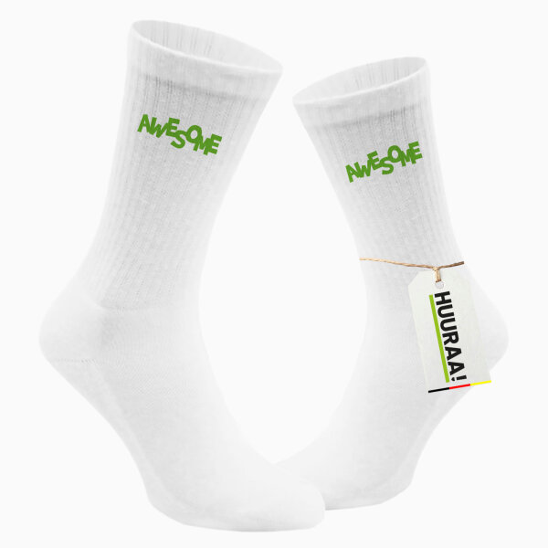 Socken Awesome Schriftzug Größe 37/46 White Motiv Tennissocken