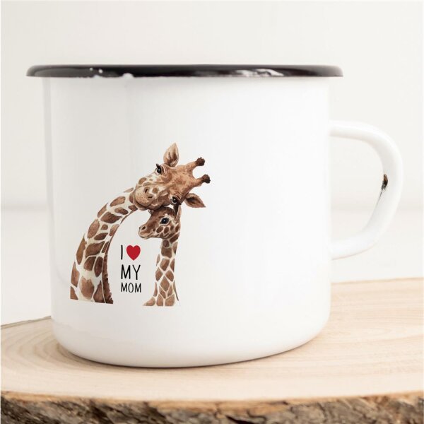 Emaille Tasse I love my Mom Vintage 300ml