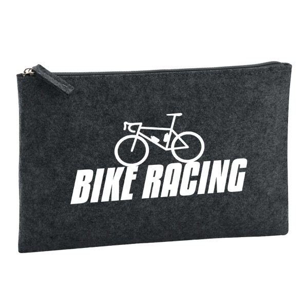 Kulturbeutel Bike Racing Fahrrad 1 Liter Filz Charcoal Kosmetiktasche