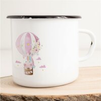 Emaille Tasse Einhorn Heißluftballon Vintage 300ml