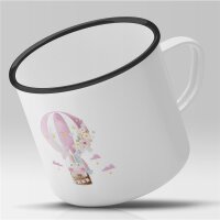 Emaille Tasse Einhorn Heißluftballon Vintage 300ml