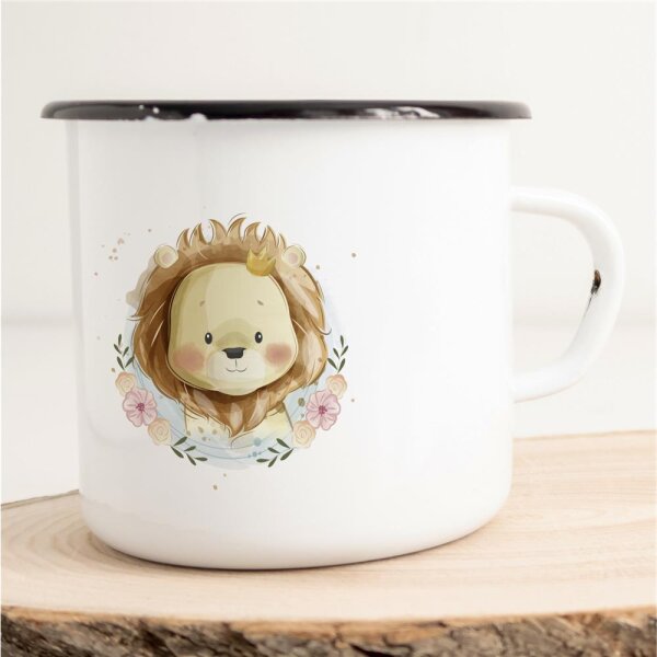 Emaille Tasse Süßer Löwe Vintage 300ml