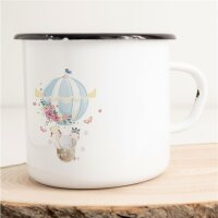 Emaille Tasse Elefant Giraffe und Zebra Vintage 300ml